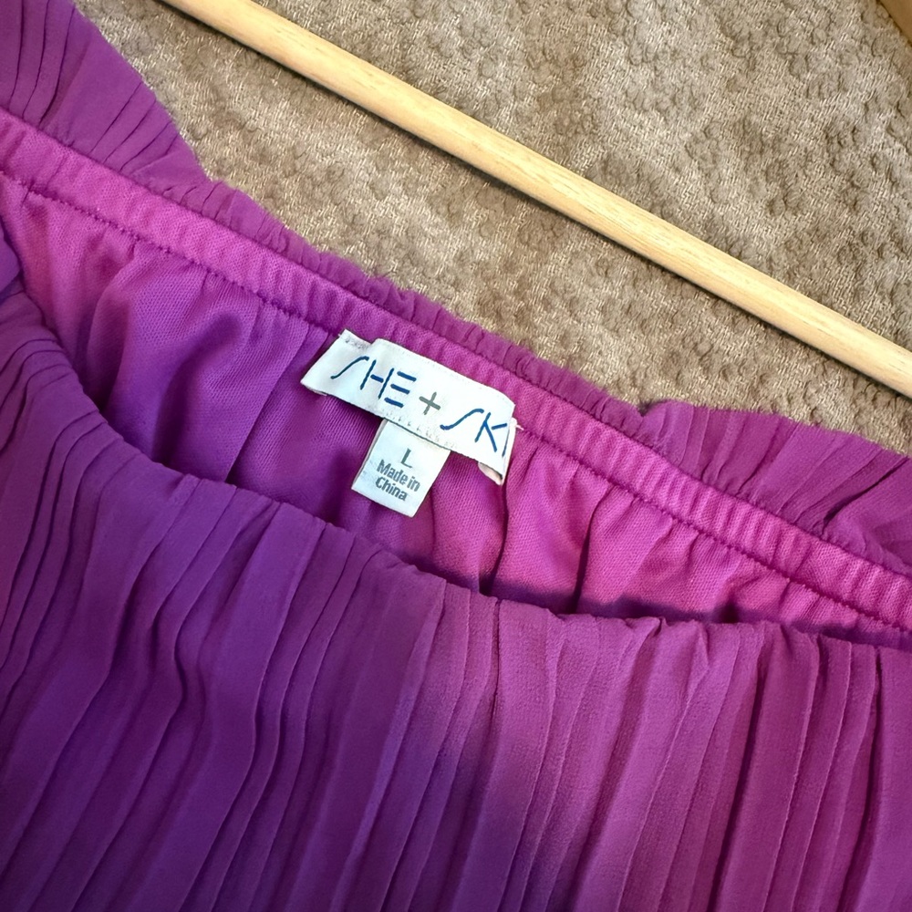 Purple Pleated tiered dress